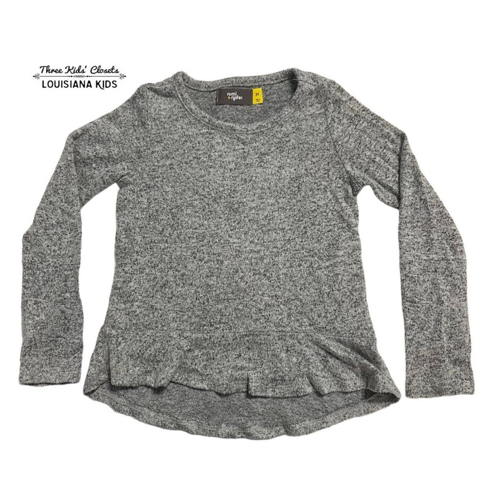 Rumi + Ryder 3T Fuzzy Grey Softspun Peplum Top
